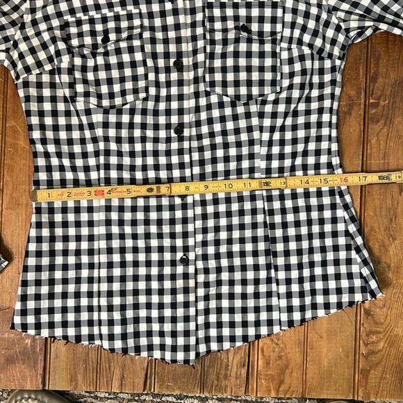 Women’s Marques Almeida black white check long sleeve blouse top size large - Picture 9 of 10